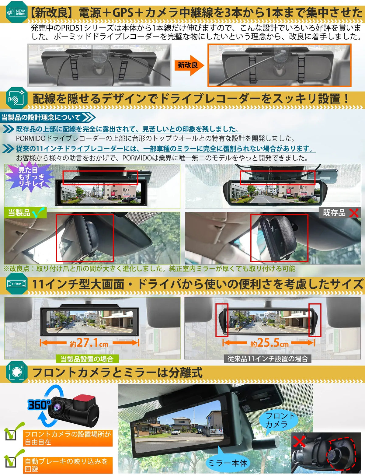 PRD60C・PRD60 ミラー型ドライブレコーダー PORMIDO