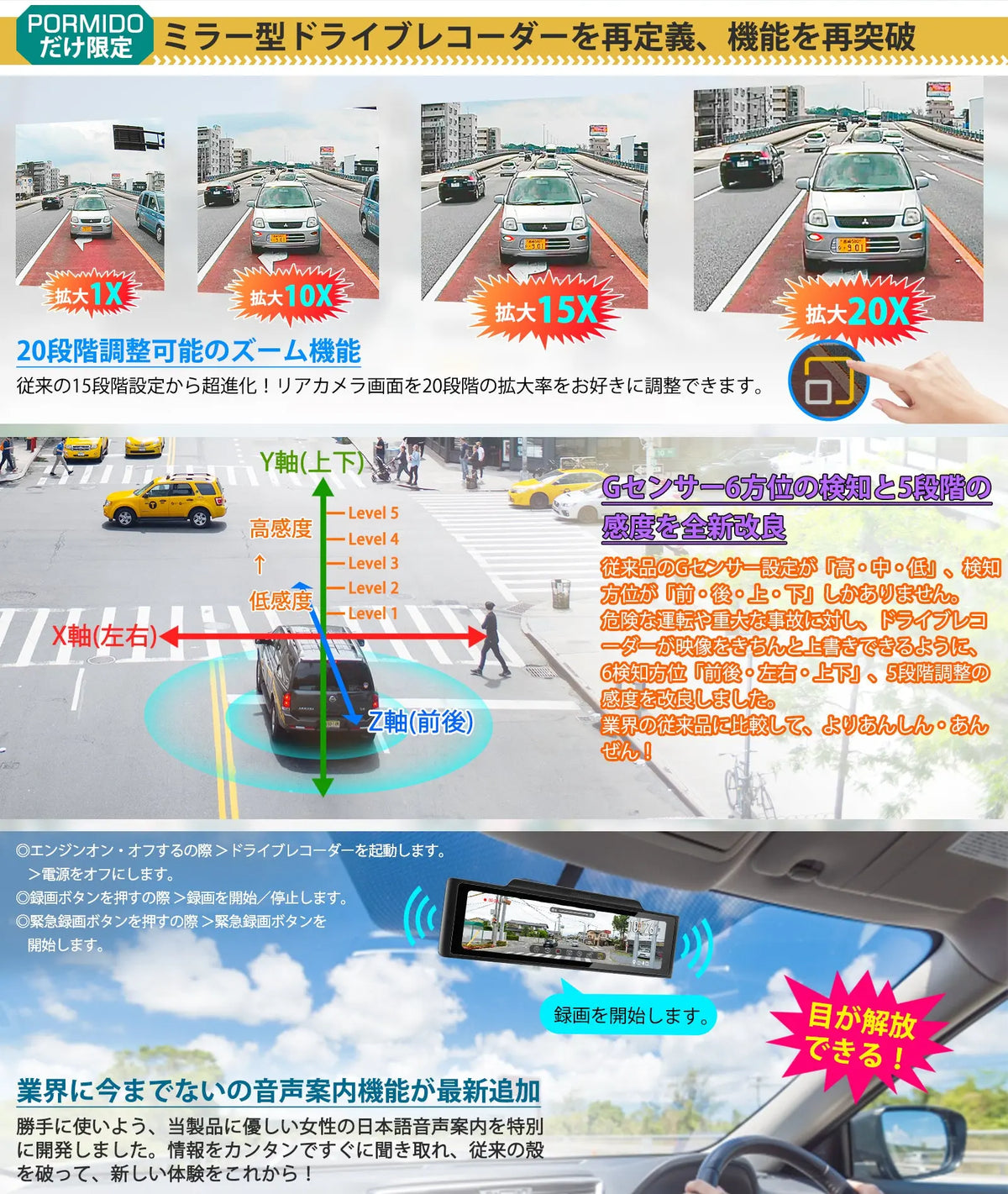 PRD60C・PRD60 ミラー型ドライブレコーダー PORMIDO