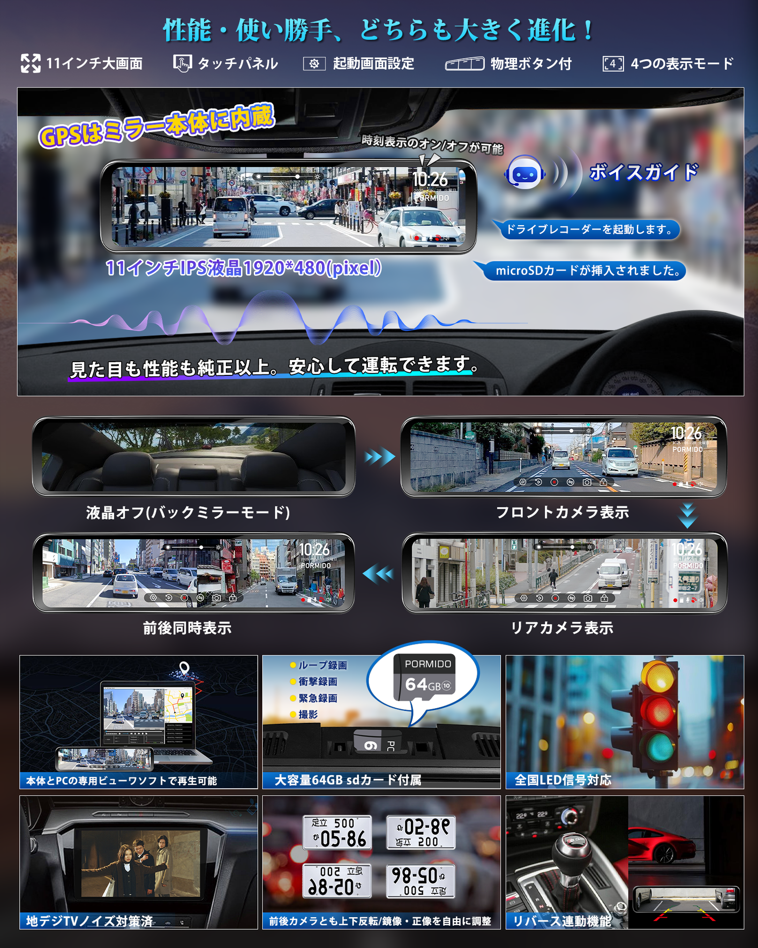 PRD8XC 前後カメラ60fps・純正交換型ドライブレコーダー – PORMIDO