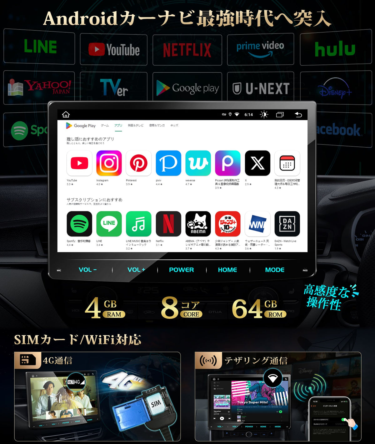 PRA107  Androidカーオーディオ DVDプレーヤー付き PORMIDO