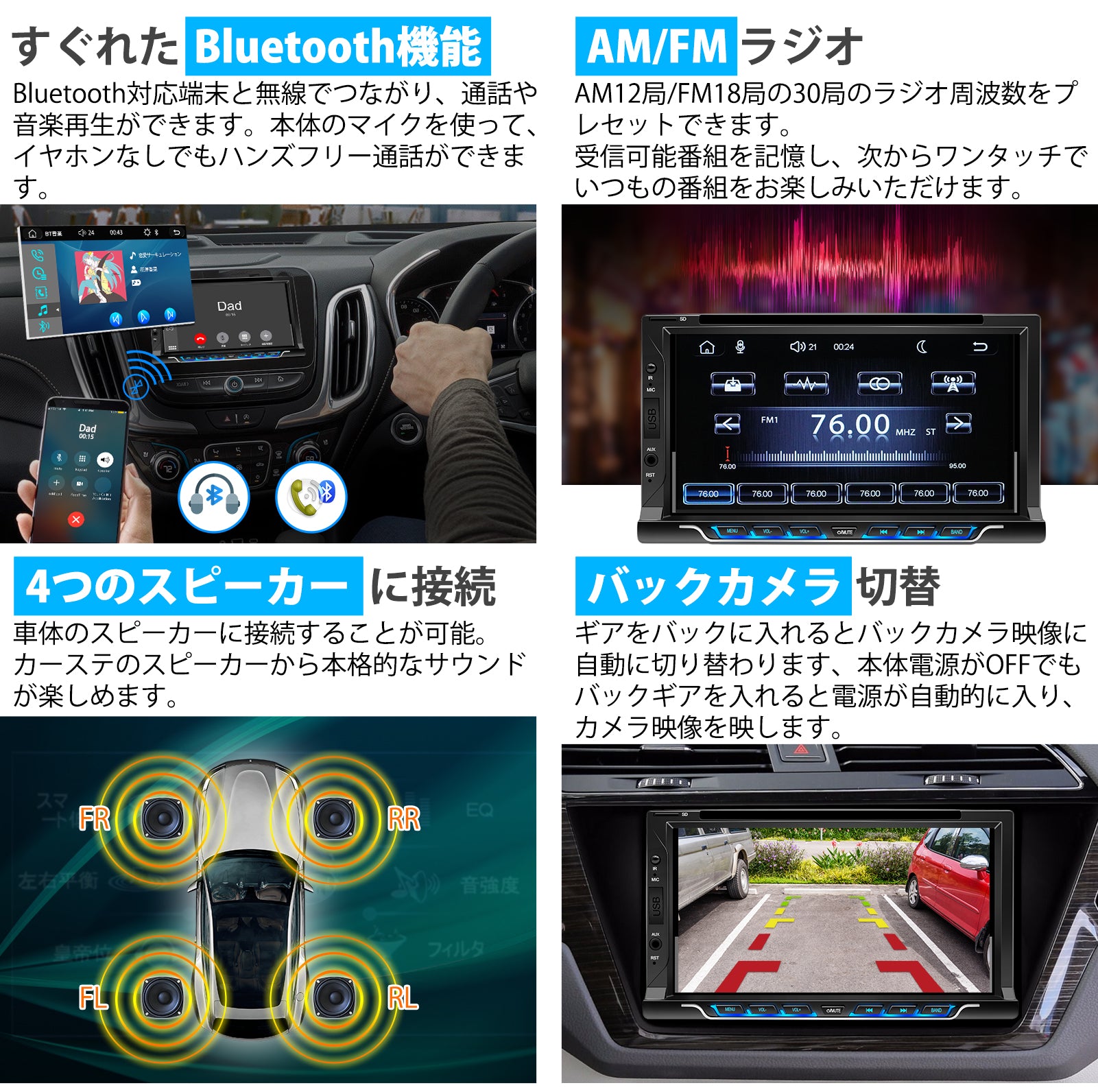 ２ＤＩＮ車載ＤＶＤプレーヤー７インチタッチパネル ブルートゥース ...