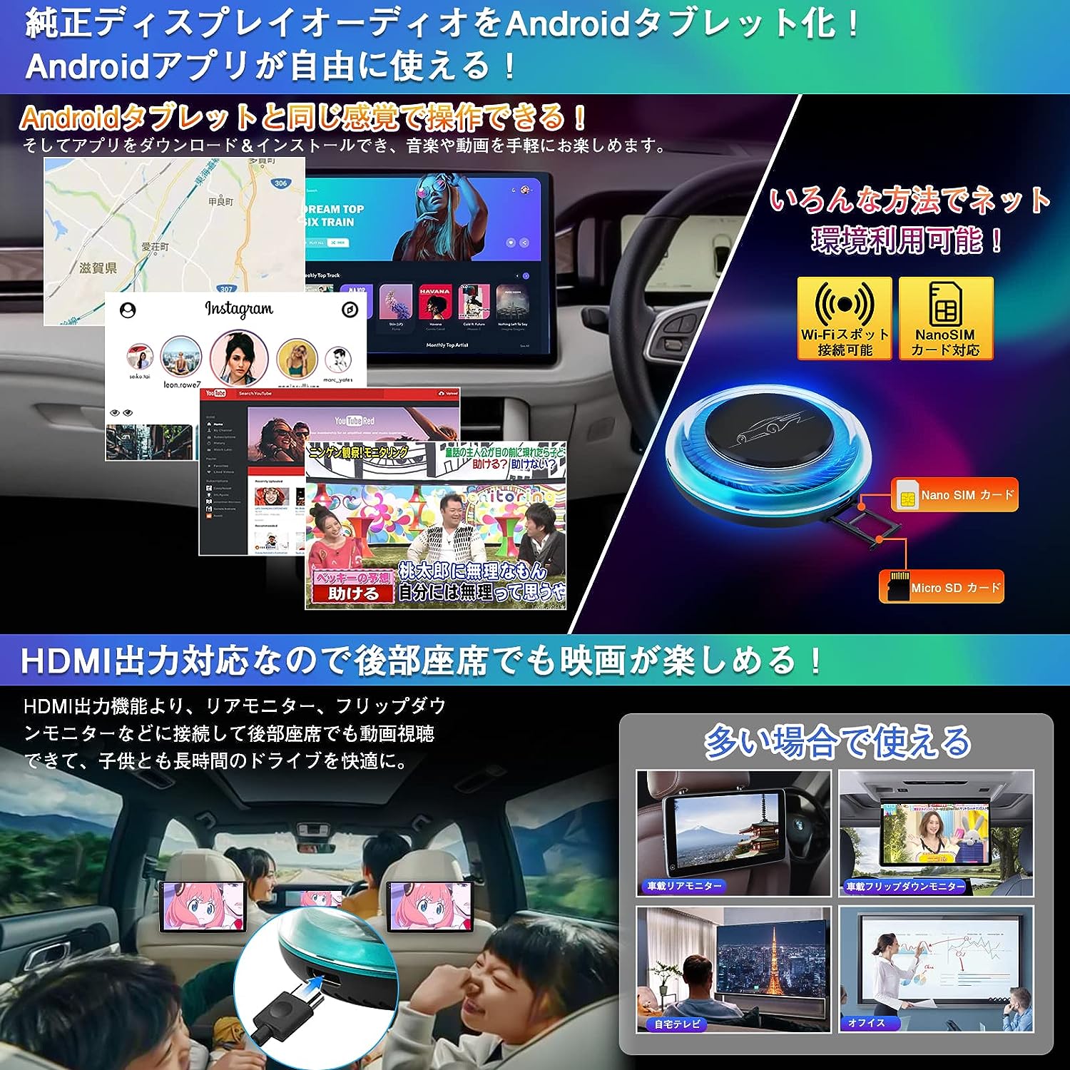 carplay ai box Carplay/Android Auto ワイヤレス HDMI出力 Android13 ...