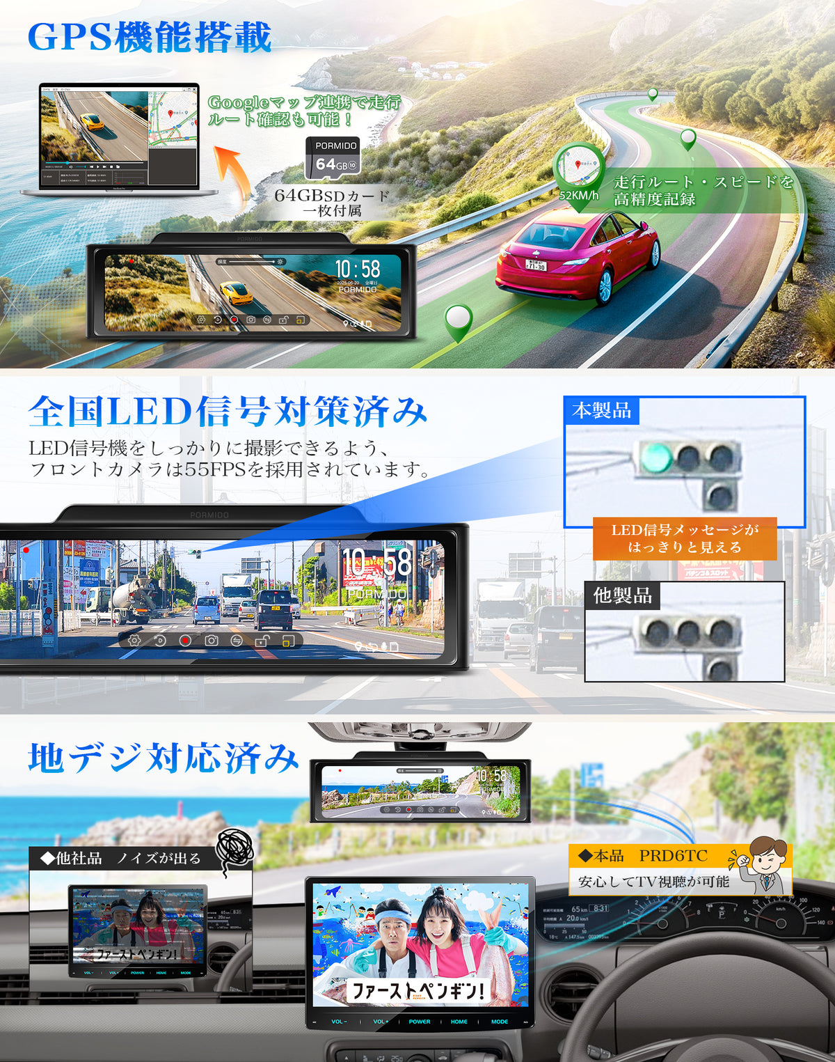 PRD6TC ミラー型ドライブレコーダー