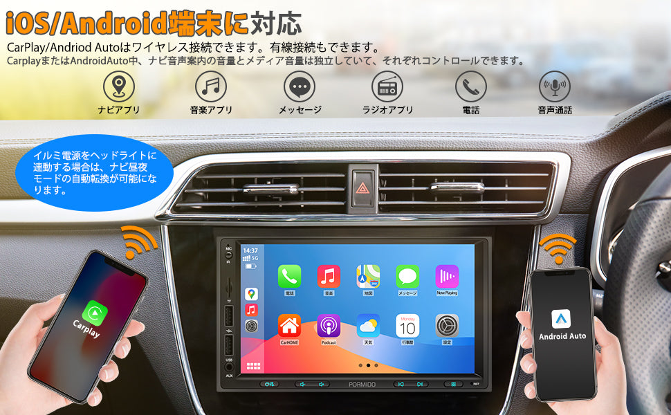 PRA702 ワイヤレスApple CarPlay・無線AndroidAuto・Mirrorlink機能